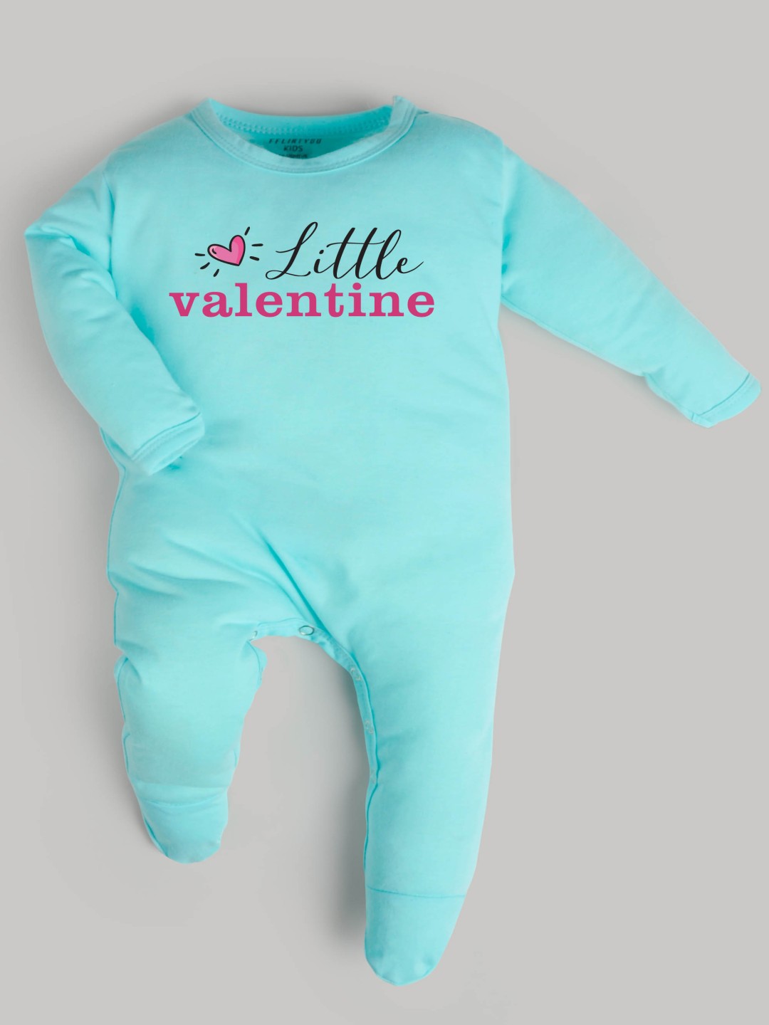 

FFLIRTYGO Infants Valentine Day Printed Cotton Sleepsuit, Turquoise blue