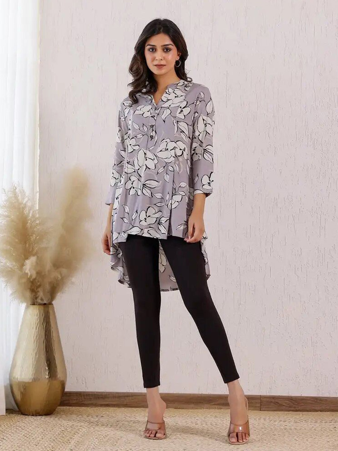 

Vivika Women Printed Cotton Tunic, Grey