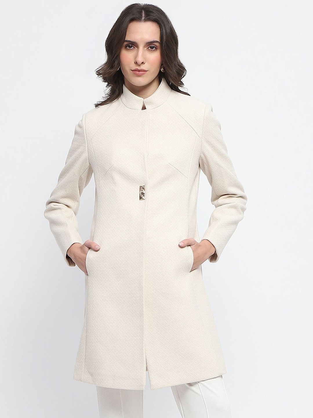 

Madame Single-Breasted Longline Overcoat, Off white