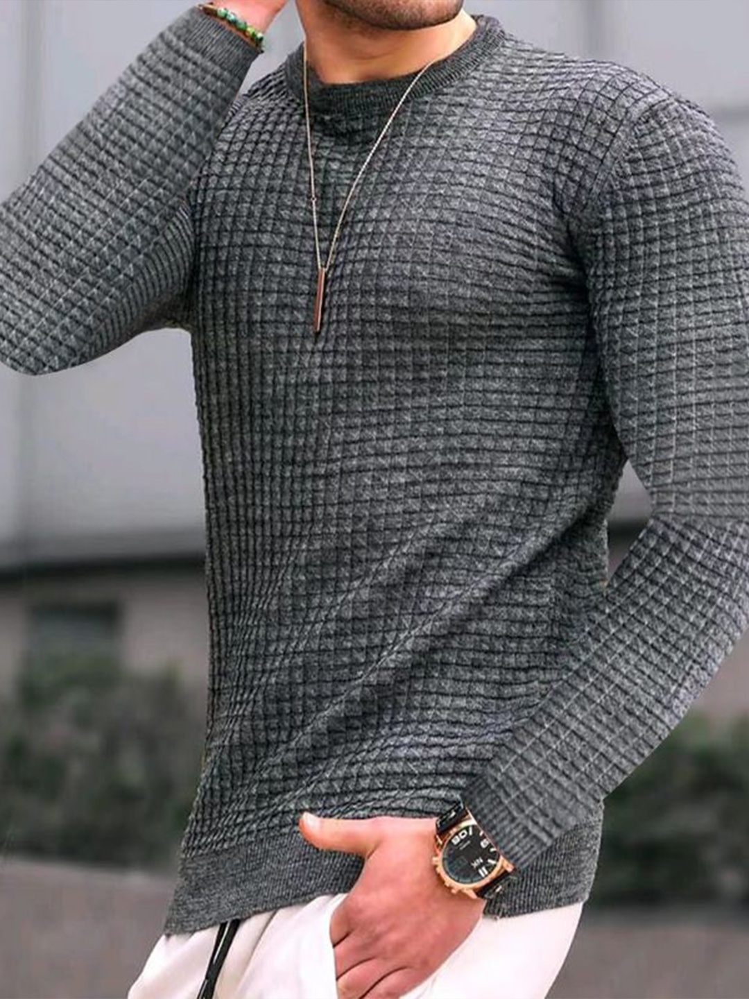 

StyleCast x Revolte Men Pullover Sweatshirt, Grey