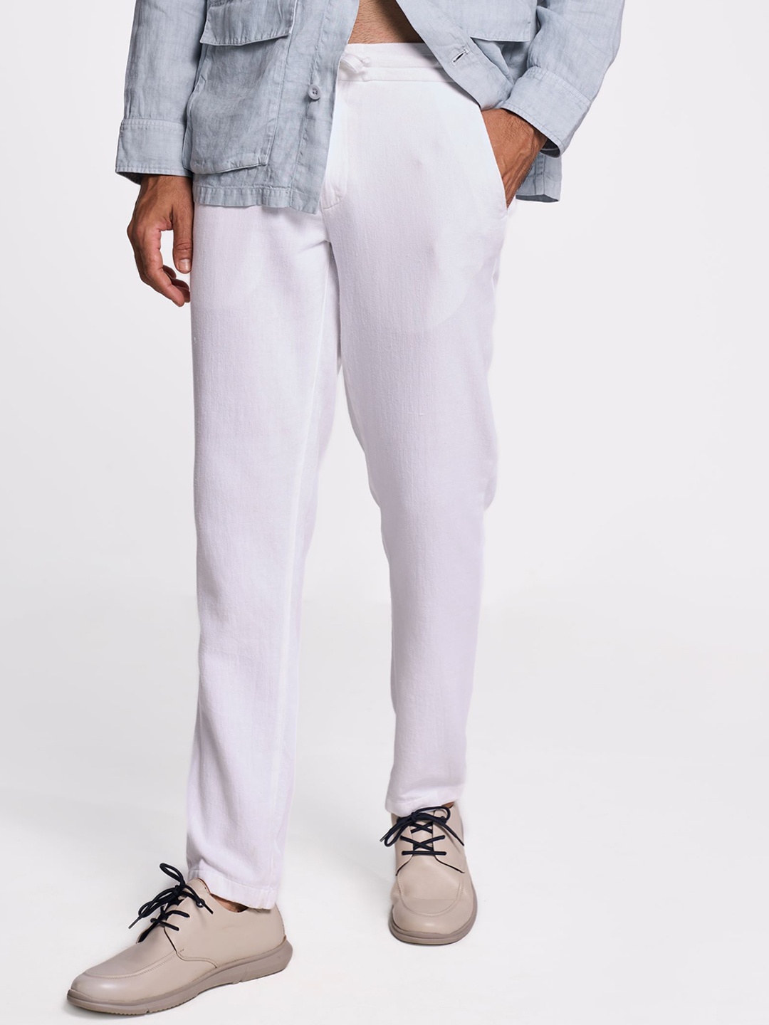 

Terra Luna Men CRUX Tailored Slim Fit Cotton Trousers, White