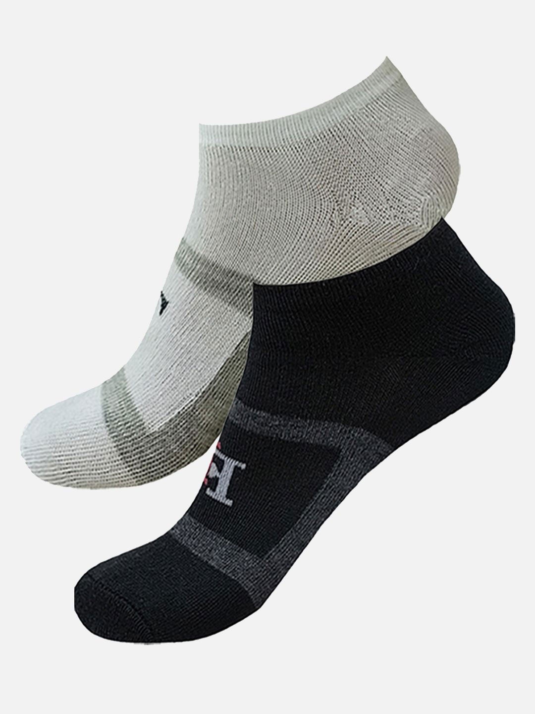 

StyFun Men Pack Of 2 Patterned Moisture-Wicking Ankle Length Running Socks, Black