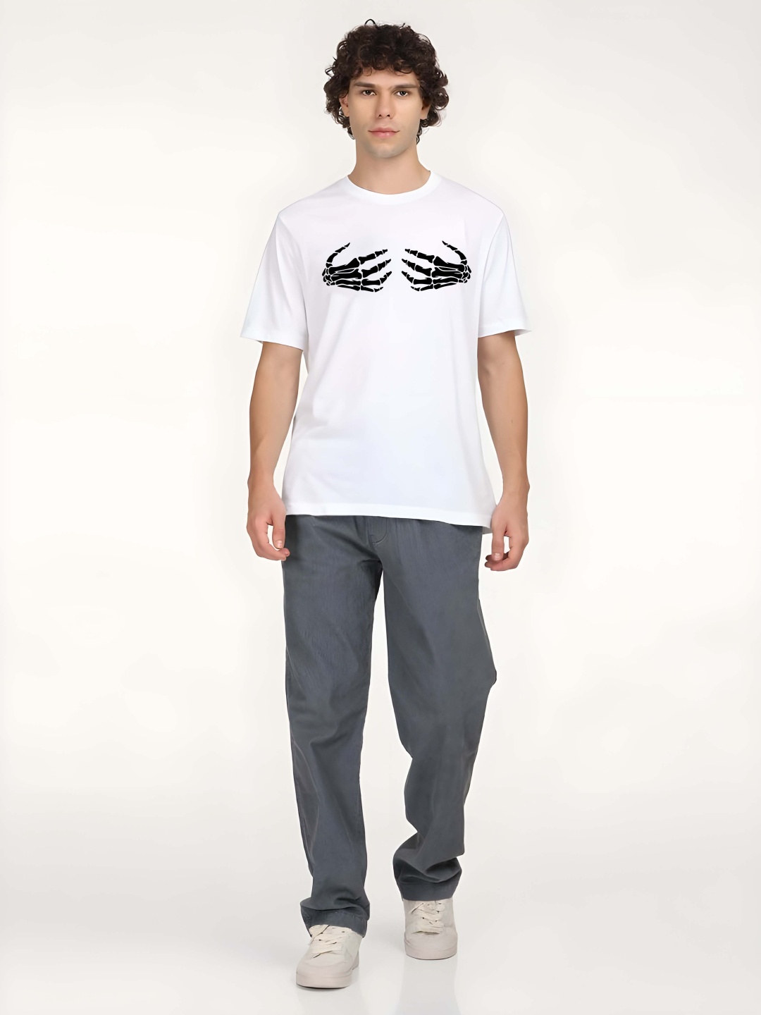 

BOWLIFESTYLE Men Pure Cotton T-shirt, White