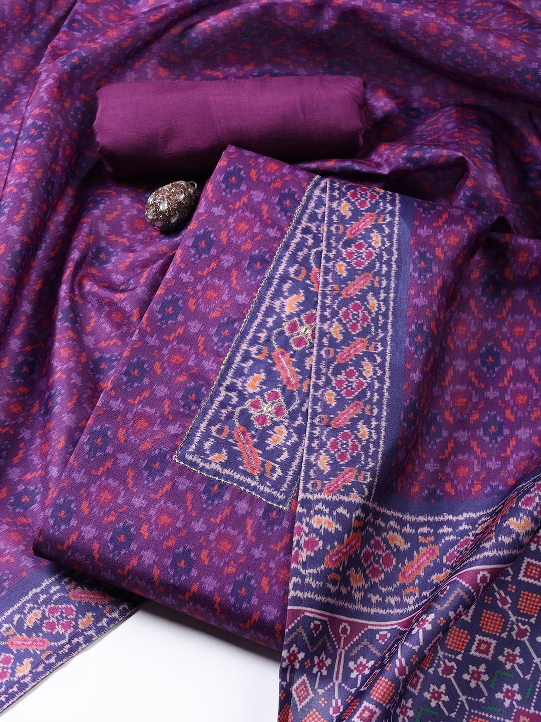 

Meena Bazaar Printed Unstitched Dress Material, Purple