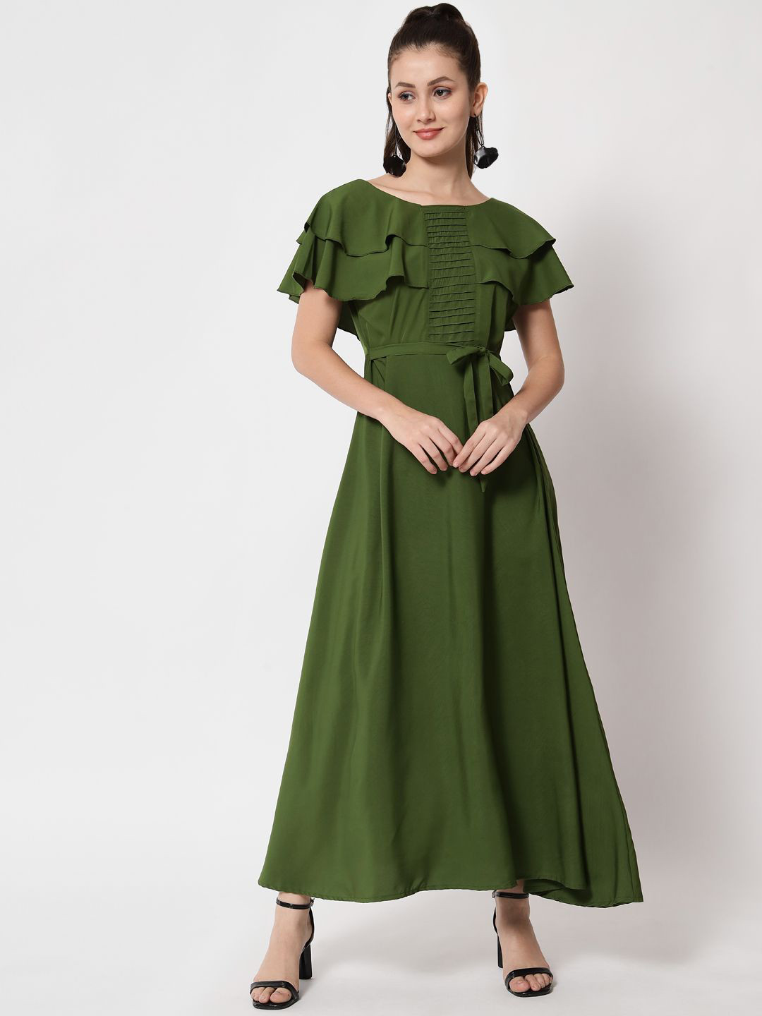 

ANGOORI FASHION Women Flared Sleeve Maxi Dress, Green