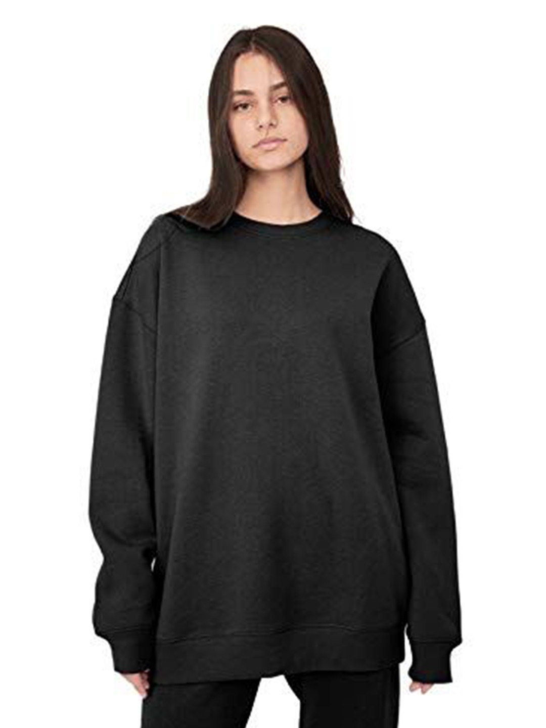 

NOTWILD Women Round Neck Pullover Sweatshirt, Black