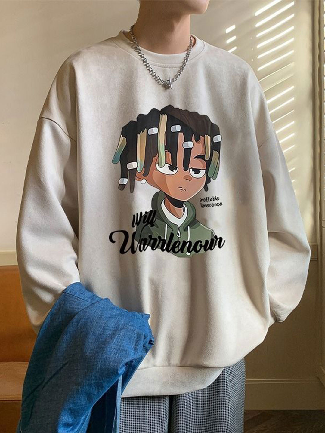 

StyleCast x Revolte Men Printed Oversized Sweatshirt, Beige