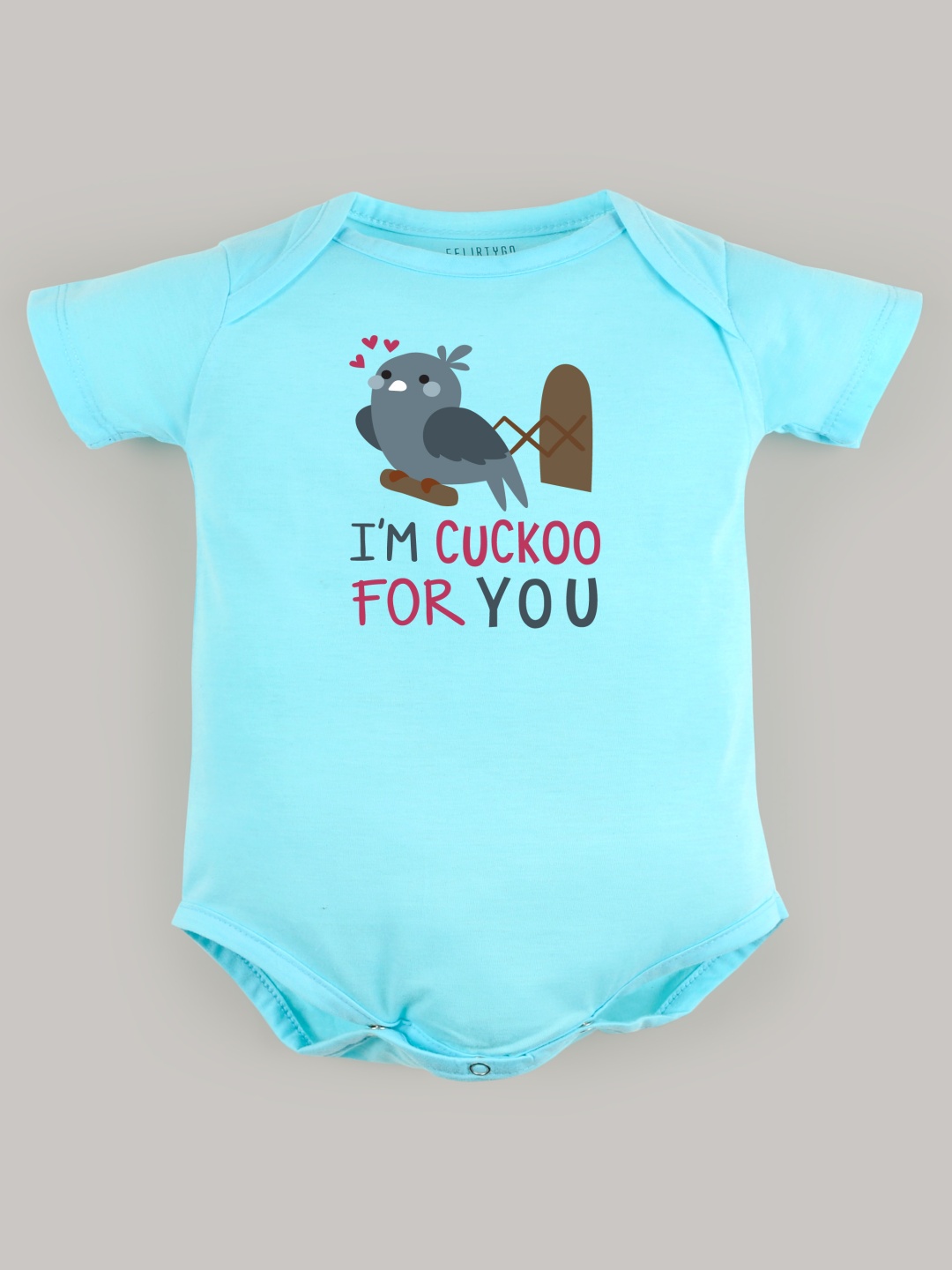 

FFLIRTYGO Infants Valentine day Printed Cotton Bodysuit, Turquoise blue