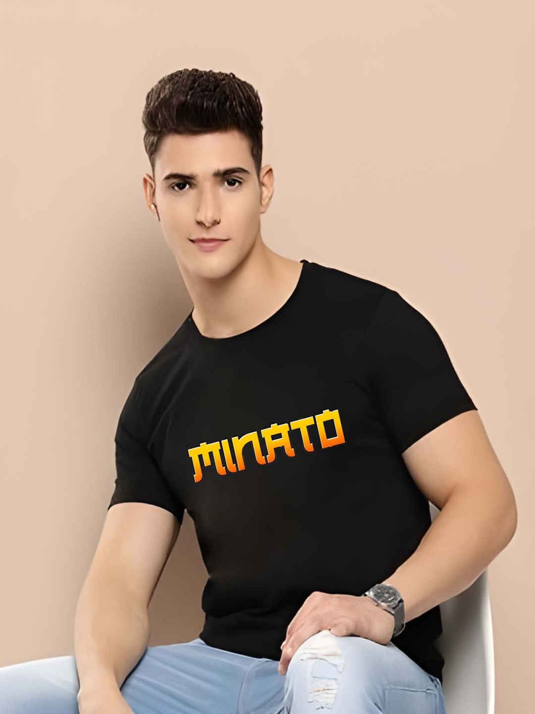 

BOWLIFESTYLE Men Pure Cotton T-shirt, Black