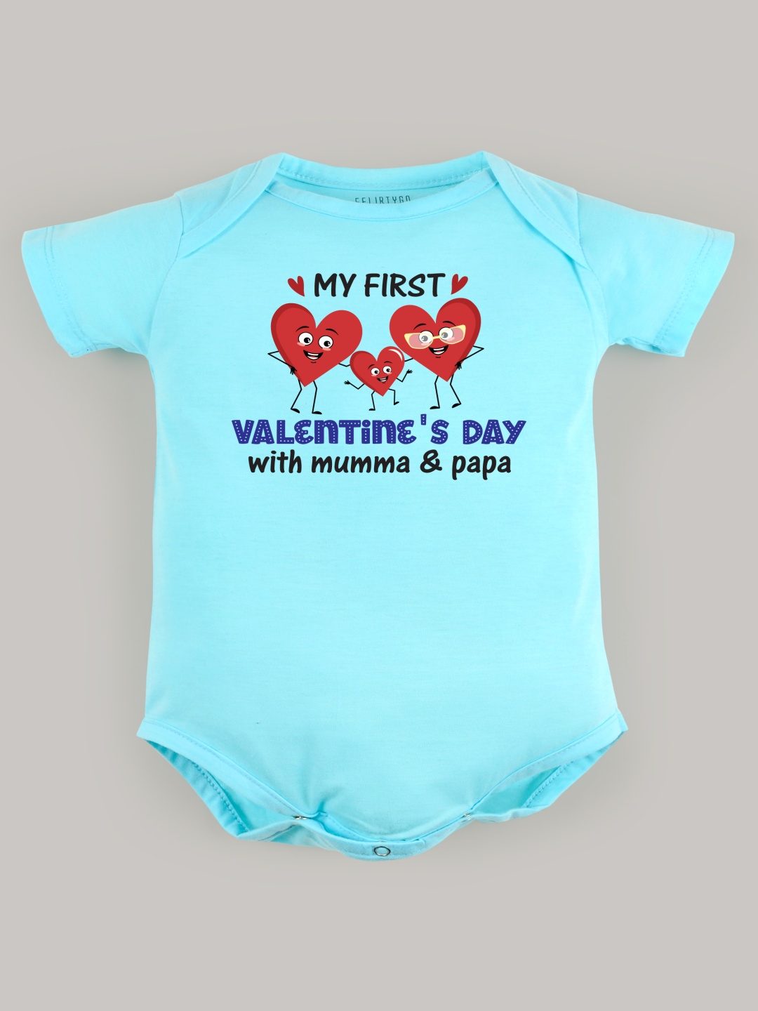 

FFLIRTYGO Infants Valentine day Printed Cotton Bodysuit, Turquoise blue