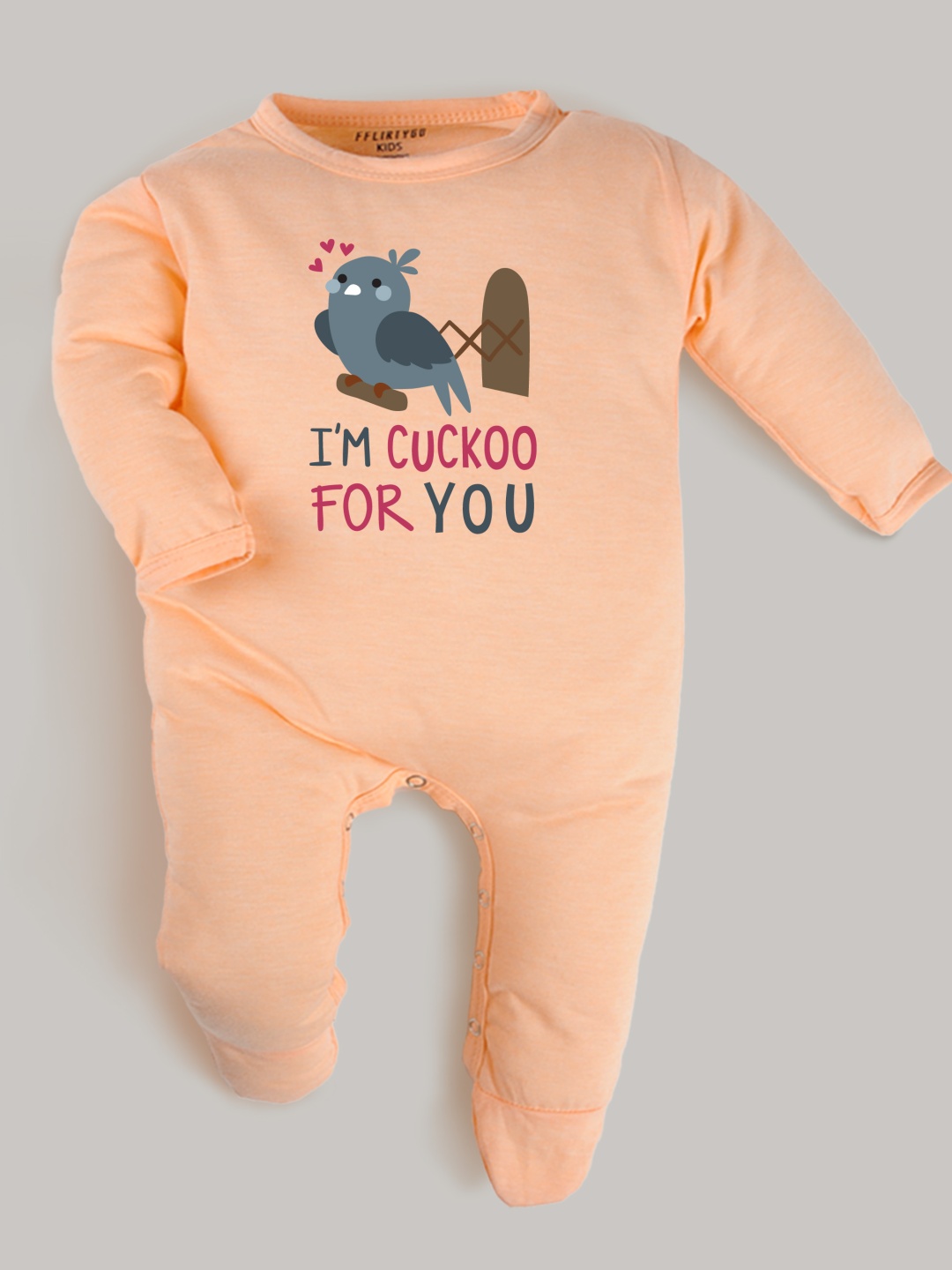 

FFLIRTYGO Infants Kids Typography Printed Cotton Sleepsuit, Peach