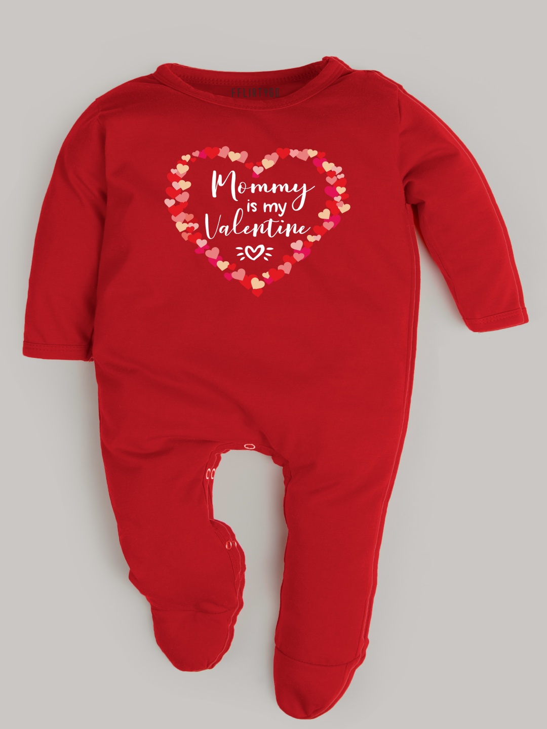 

FFLIRTYGO Infants Valentine Day Printed Cotton Sleepsuit, Red