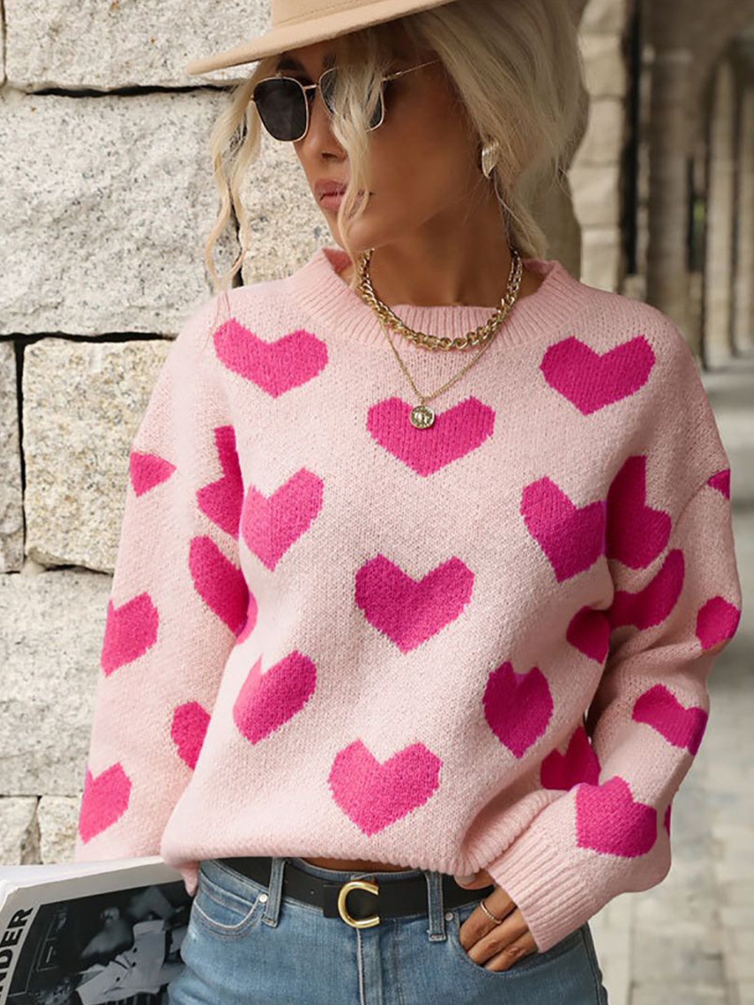 

StyleCast x Revolte Women Geometric Printed Pullover, Fuchsia