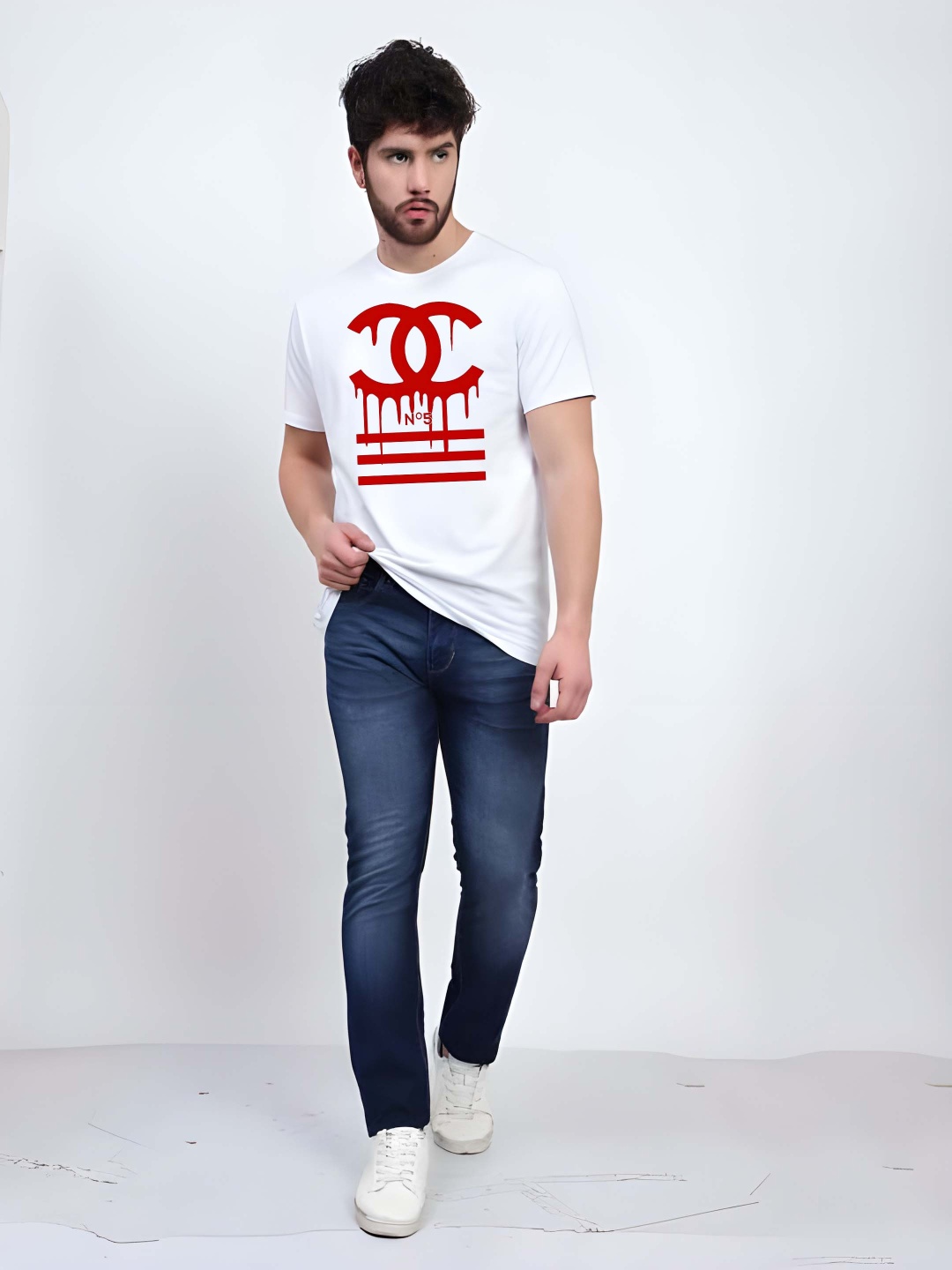

BOWLIFESTYLE Men Pure Cotton T-shirt, White