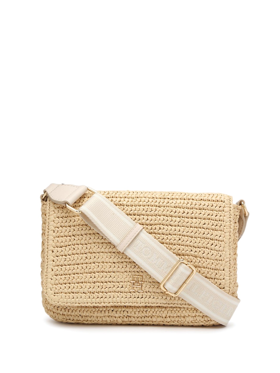 

Tommy Hilfiger Women Textured Structured Sling Bag, Beige