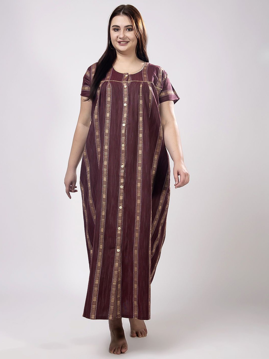 

CHUI MUI Printed Maxi Nightdress, Maroon