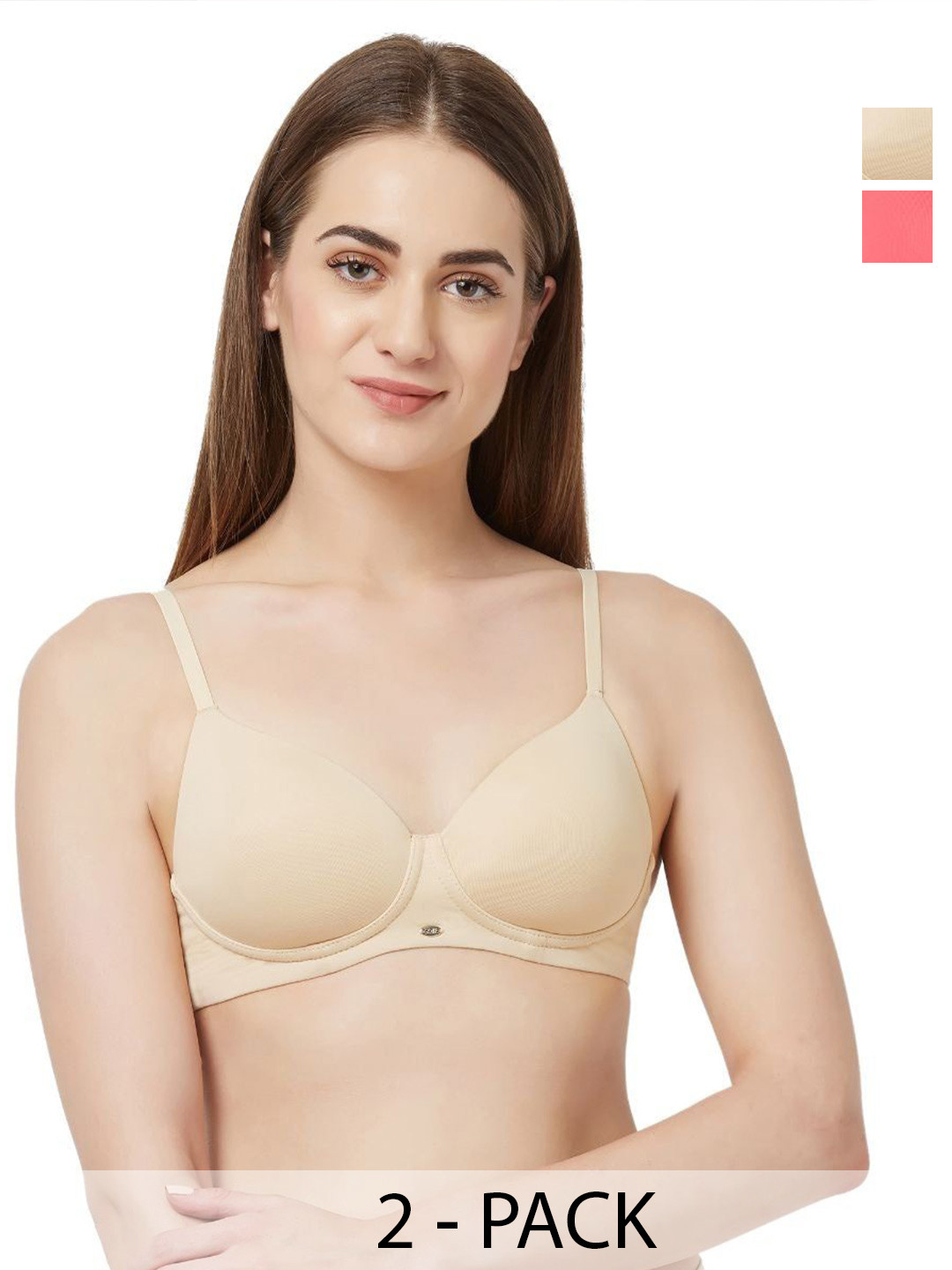 

Soie Medium Coverage Padded Underwired T-shirt Bra (PACK OF 2), Rose