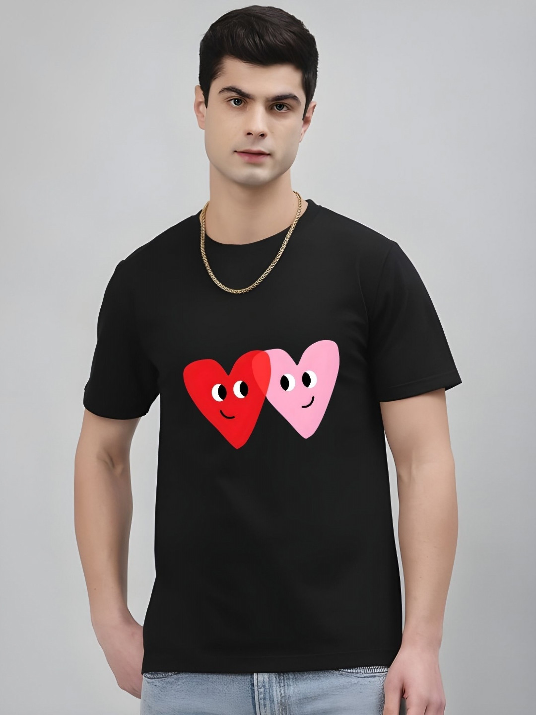 

Krimmple Men Graphic Printed Round Neck Cotton T-shirt, Black