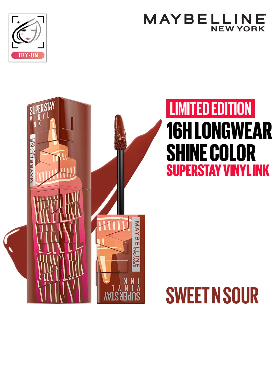 

Maybelline New York Superstay Vinyl Ink Long Wear Shine Lip Color 4.2g - Sweet n Sour, Nude