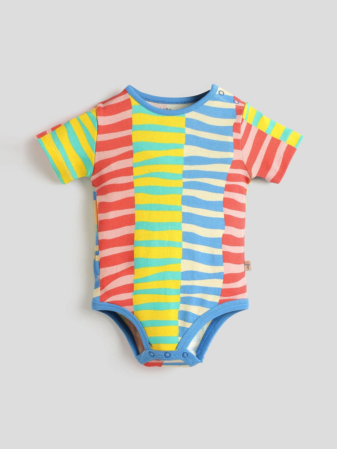 

Somersault Flowline Striped Colourblocked Cotton Bodysuit, Red