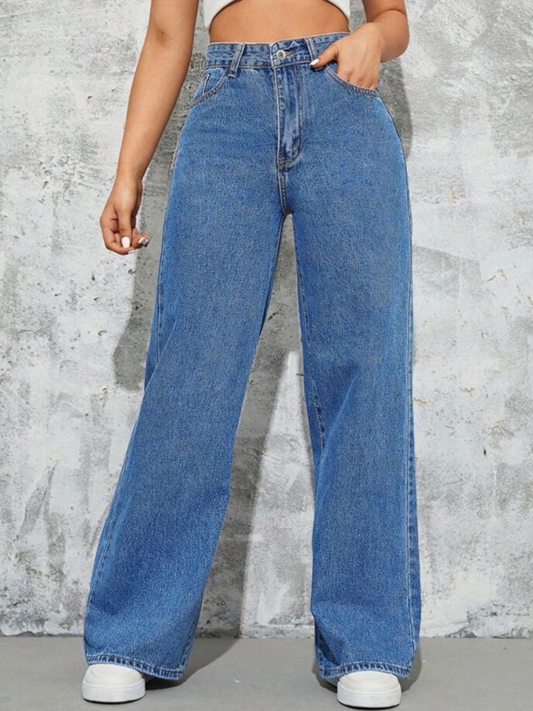 

DressBerry Women Comfort Wide Leg High-Rise Stretchable Jeans, Blue