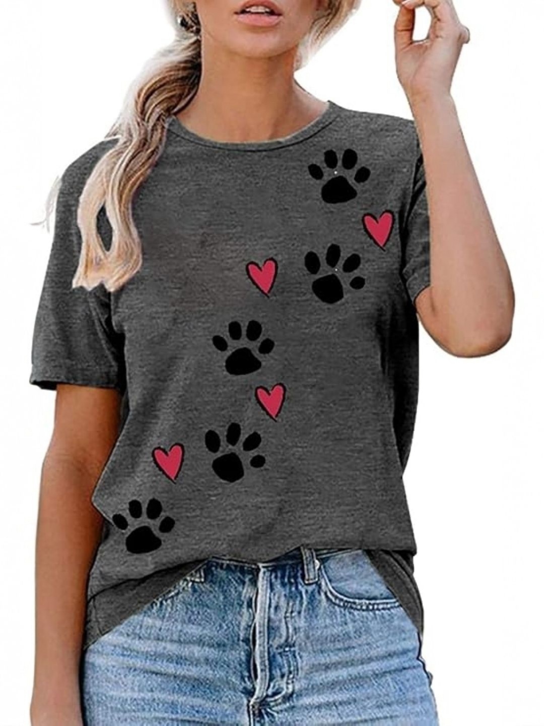 

StyleCast Women Graphic Printed Round Neck Cotton Relaxed Fit T-shirt, Grey