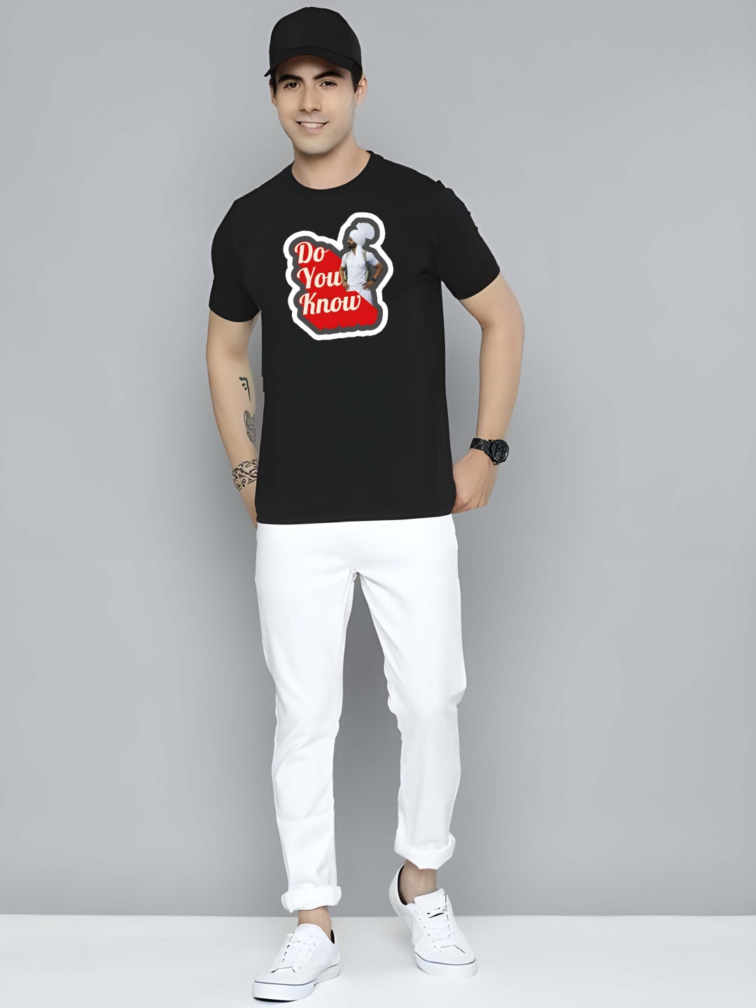 

Krimmple Men Drop-Shoulder Sleeves Pure Cotton T-shirt, Black