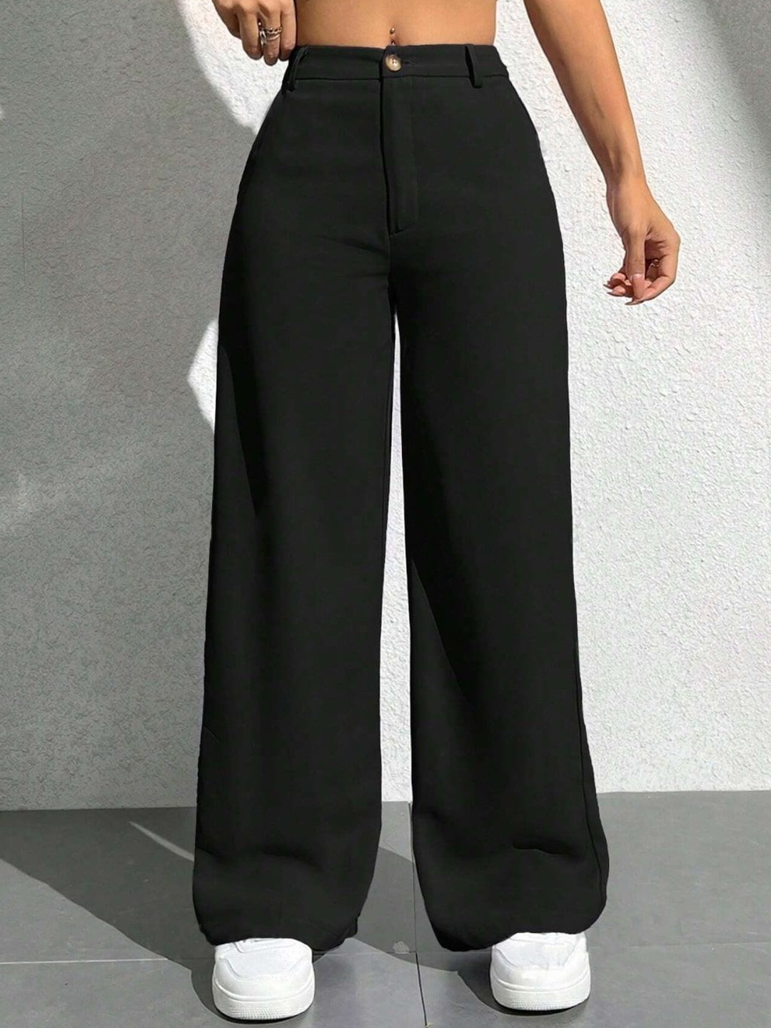 

BUY NEW TREND Women Comfort High-Rise Trousers, Black