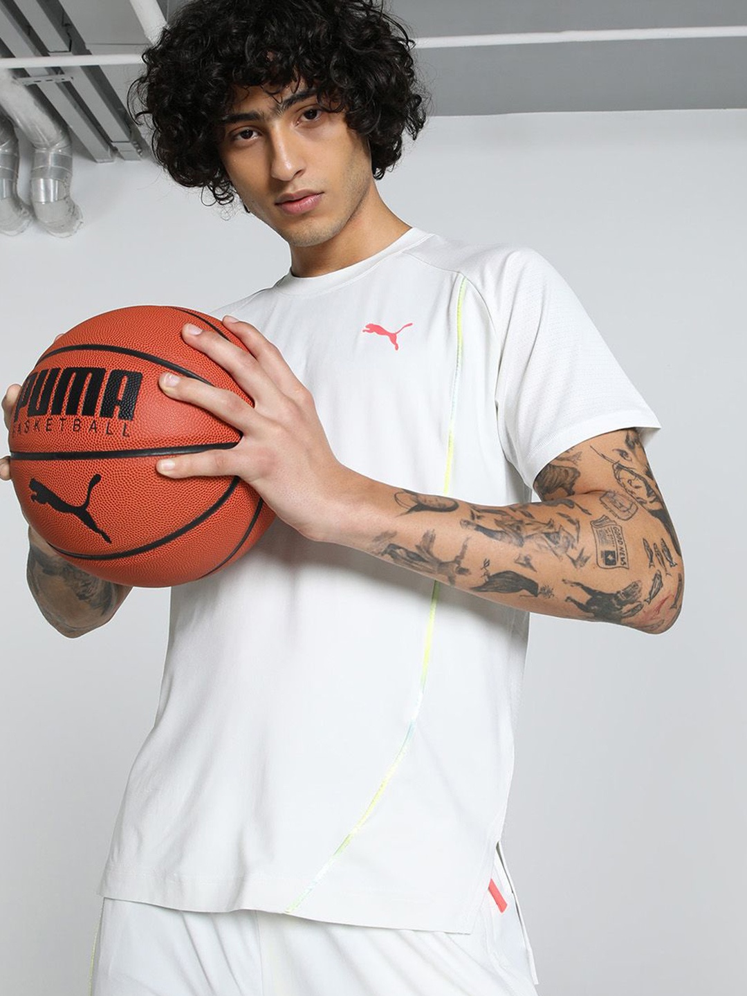 

Puma Men All-Pro Solid Round Neck Short Sleeve T-Shirt, White