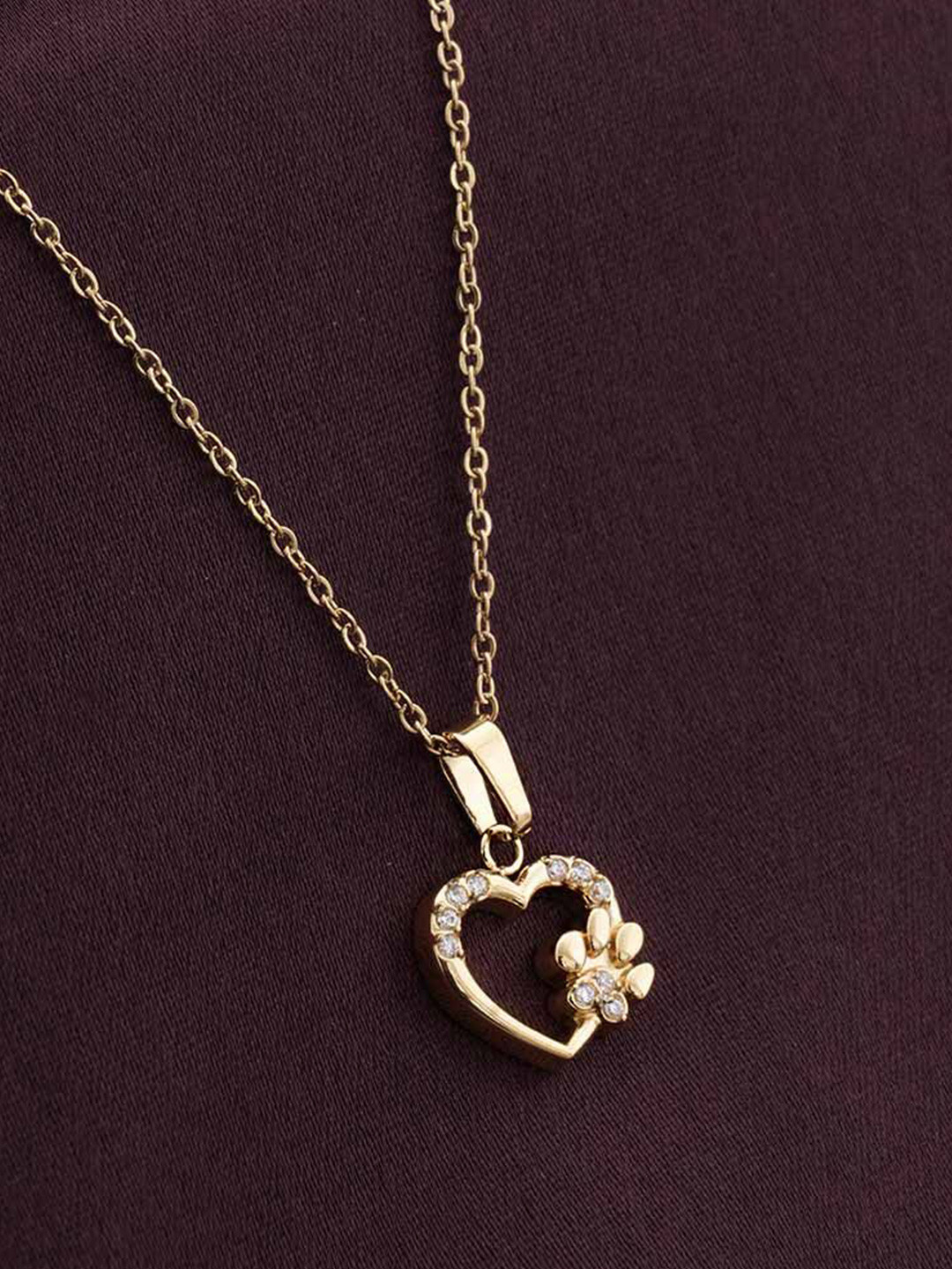 

PALMONAS Gold-Plated Stainless Steel Crystal Studedd Waterproof & Anti-Tarnish Heart Chain