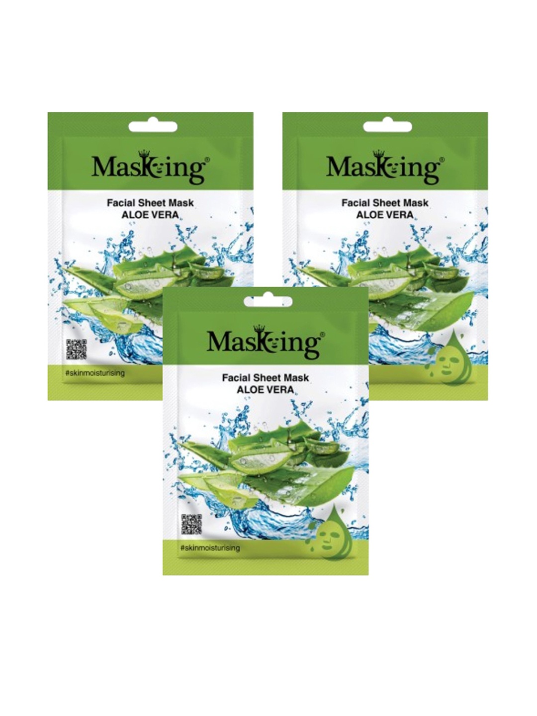 

MasKing Set Of 3 Aloe Vera Beauty Facial Sheet Mask For Skin Hydration - 1-Pcs Each, White