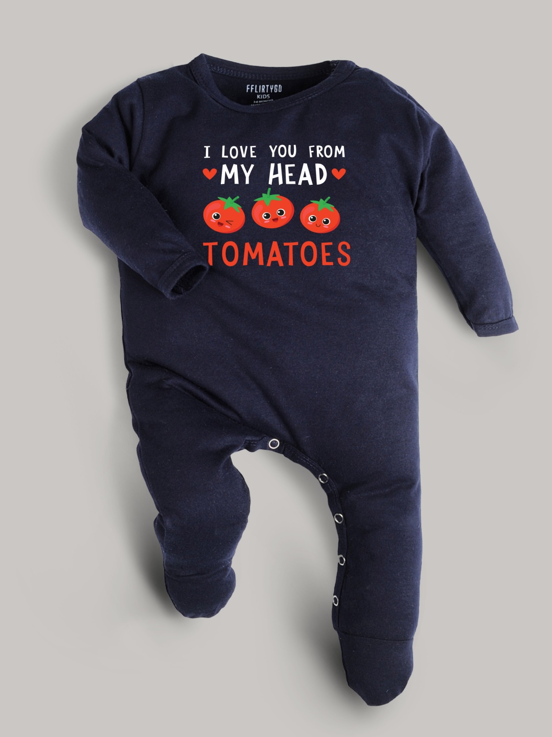 

FFLIRTYGO Infants Valentine Day Printed Cotton Sleepsuit, Navy blue