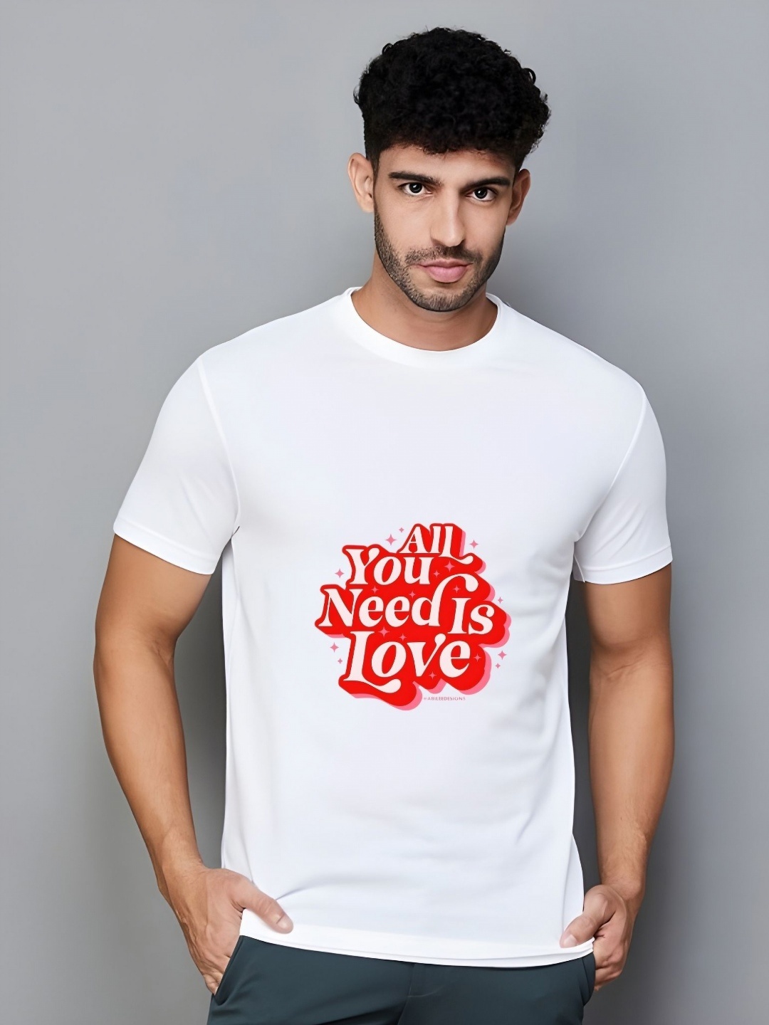 

Krimmple Men Typography Printed Round Neck Cotton T-shirt, White