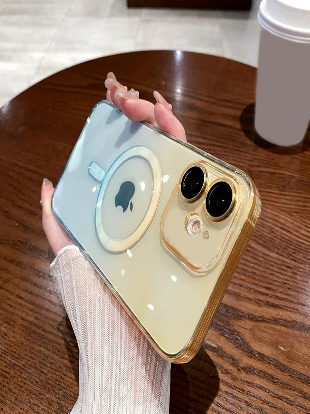 

Luxury Kase LK089 Solid iPhone 12 Gradient Pattern Wireless Charge Mag-Safe Back Case, Yellow