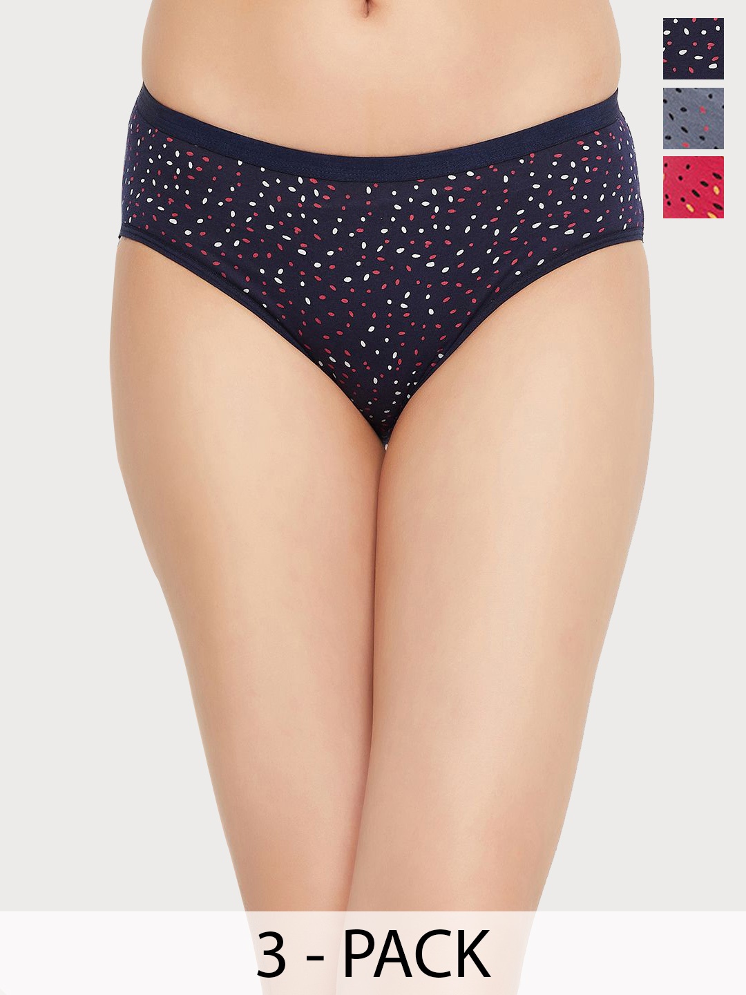

Clovia Women Pack Of 3 Printed Low-Rise Bikini Briefs, Pink
