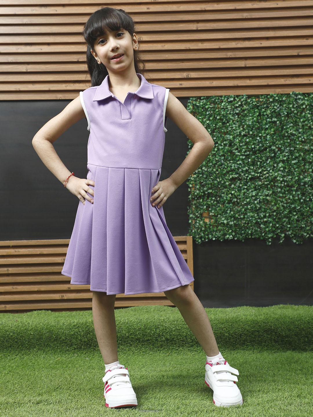 

Athena Girl Girls Shirt Collar Fit & Flare Dress, Purple