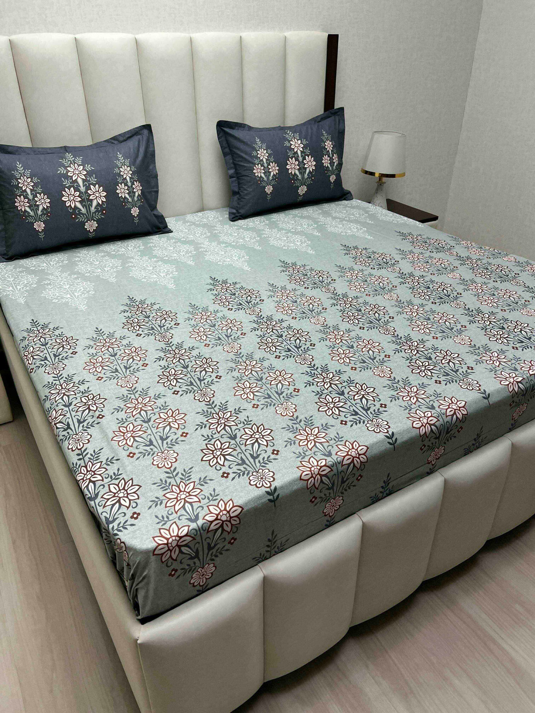 

Pure Decor Cotton King Size Double Bed Bedsheet With 2 Pillow Covers 2.74m X 2.74m, Blue