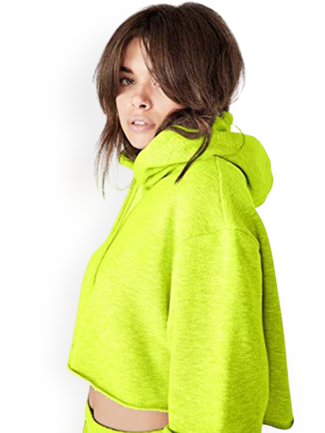 

NOTWILD Women Cotton Hooded Tracksuit, Lime green
