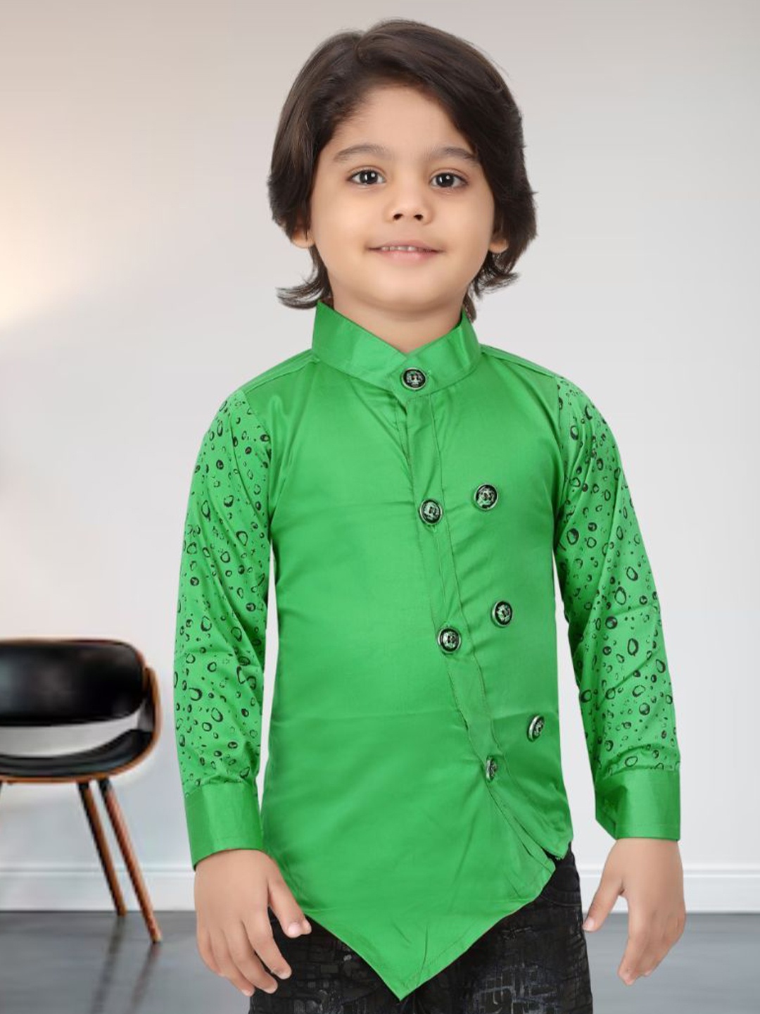 

BAESD Boys Classic Fit Band Collar Solid Cotton Casual Shirt, Sea green