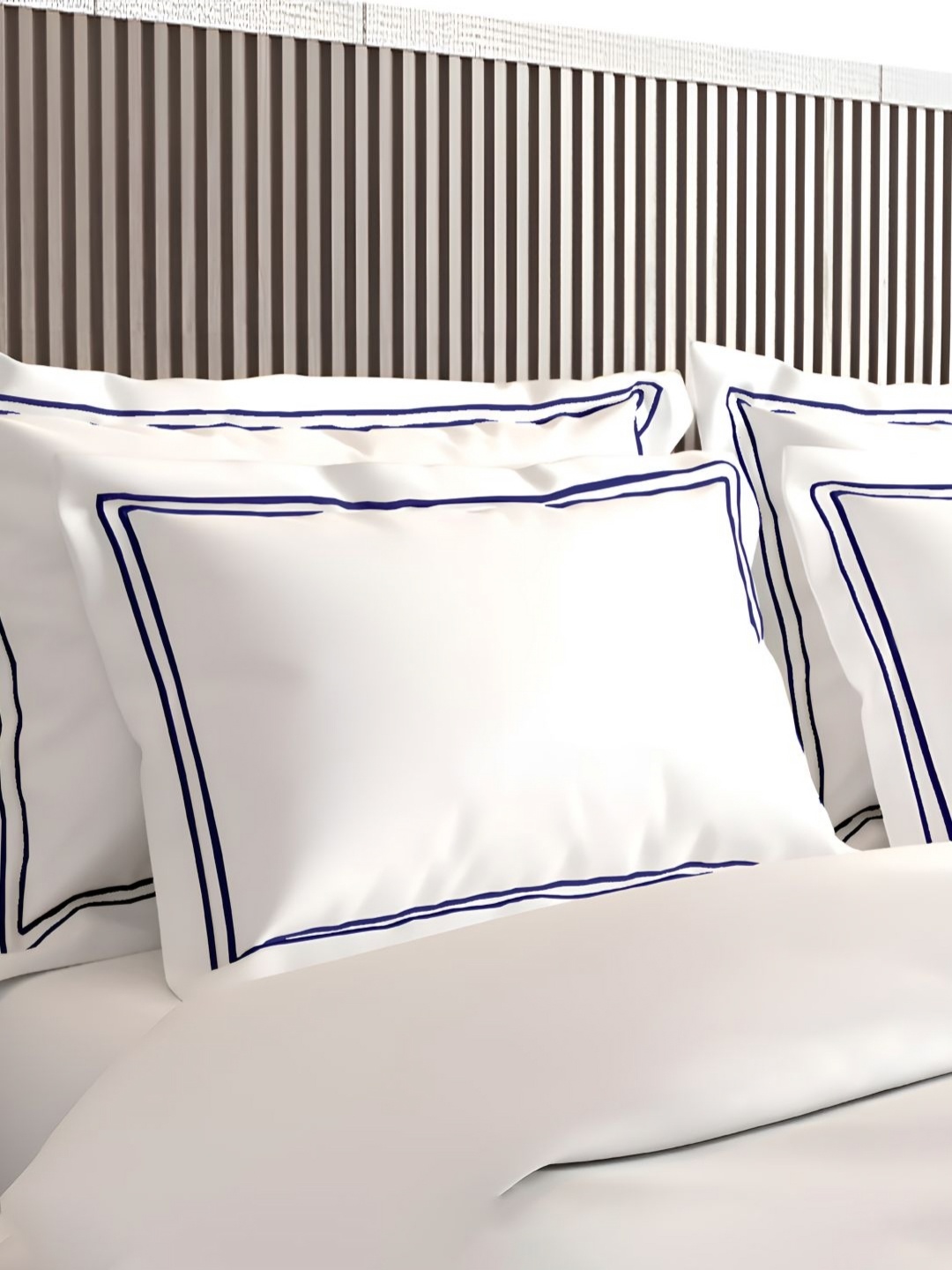 

Enchant Home White & Blue 2 Pieces Pure Cotton Rectangle Pillow Covers