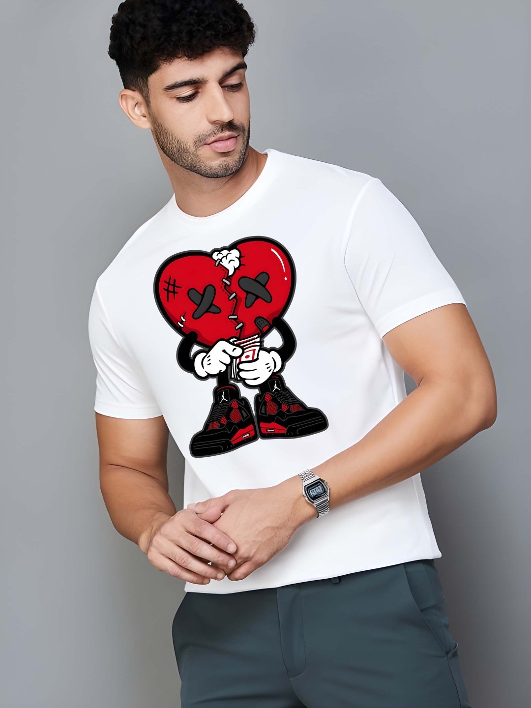 

BOWLIFESTYLE Men Pure Cotton T-shirt, White