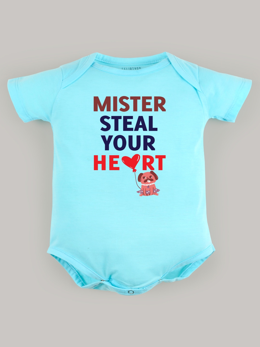 

FFLIRTYGO Infants Valentine Day Printed Cotton Bodysuit, Turquoise blue