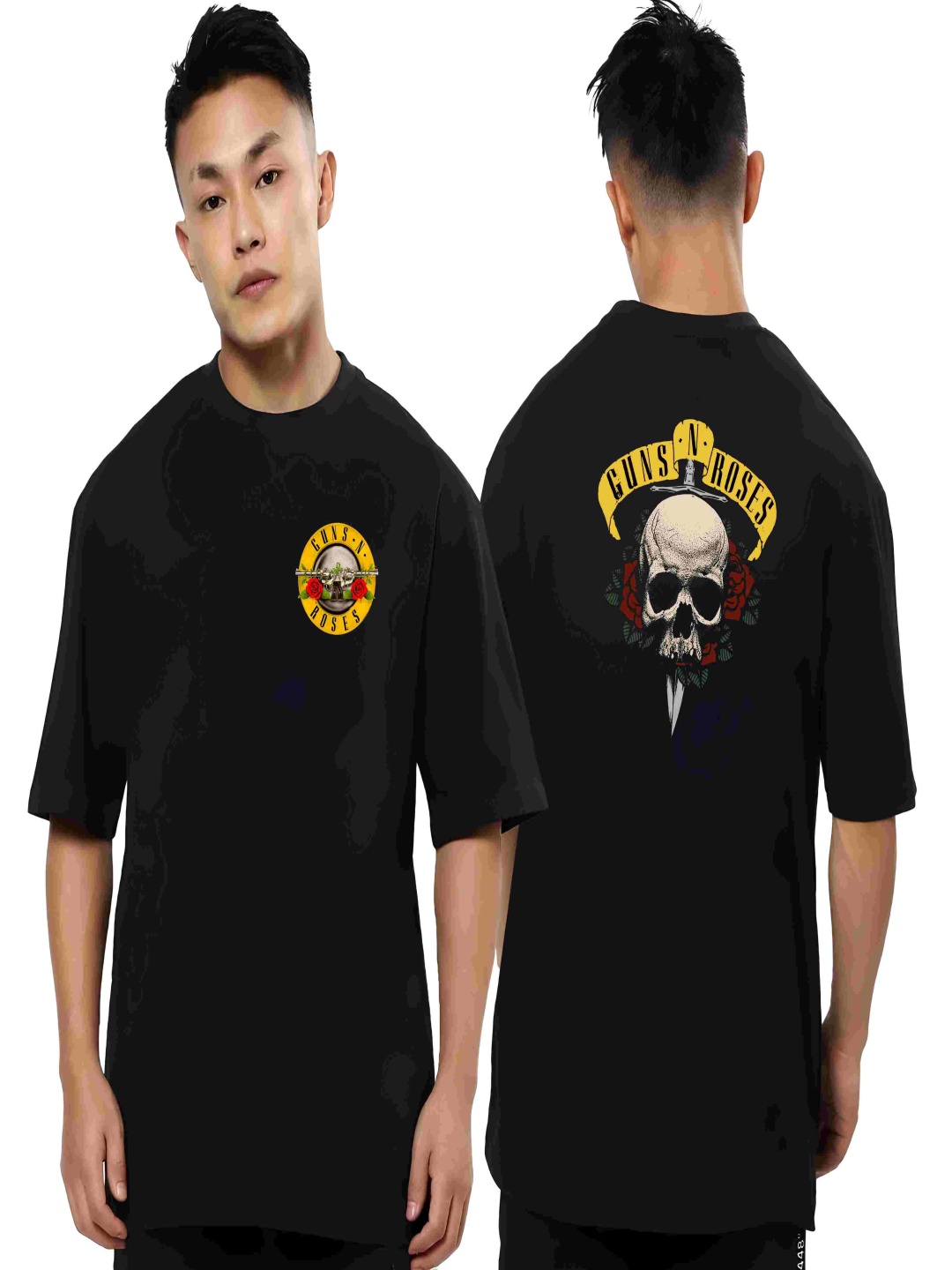

Krimmple Men Drop-Shoulder Sleeves Pure Cotton T-shirt, Black