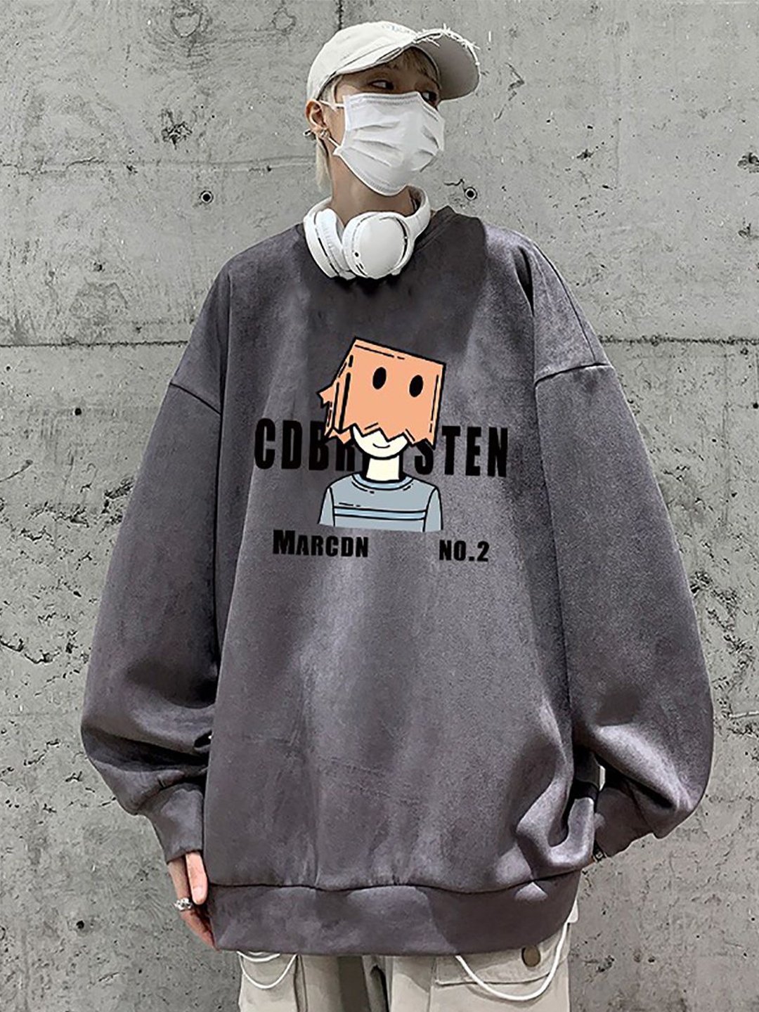 

StyleCast x Revolte Men Printed Oversized Sweatshirt, Grey