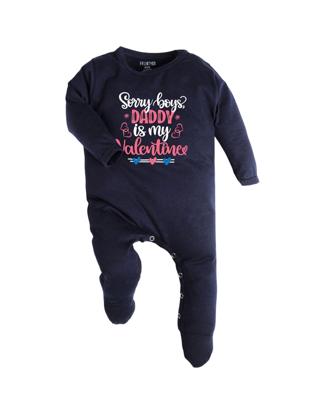 

FFLIRTYGO Infants Valentine Day Printed Cotton Sleepsuit, Navy blue