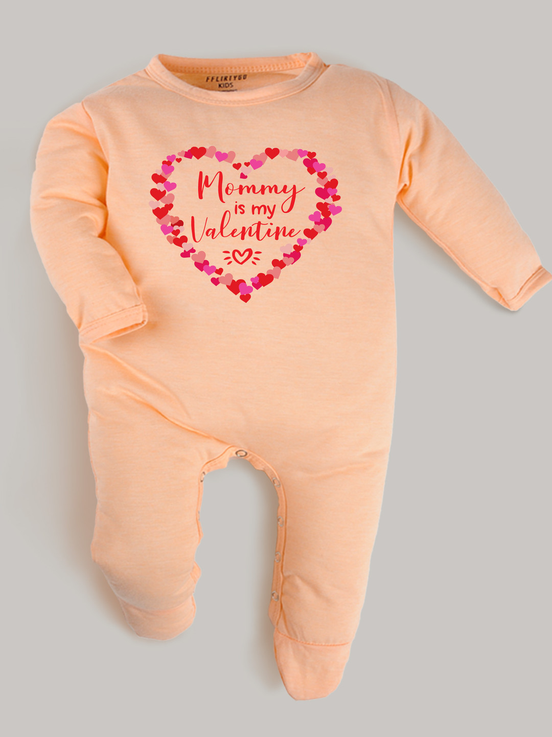 

FFLIRTYGO Infants Printed Cotton Sleepsuit, Peach