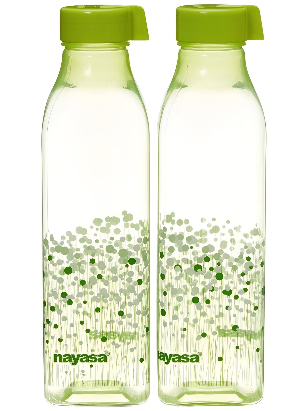 

Nayasa Deluxe Square Set of 2 Green BPA Free & Leakproof Plastic Water Bottle - 1 Litre