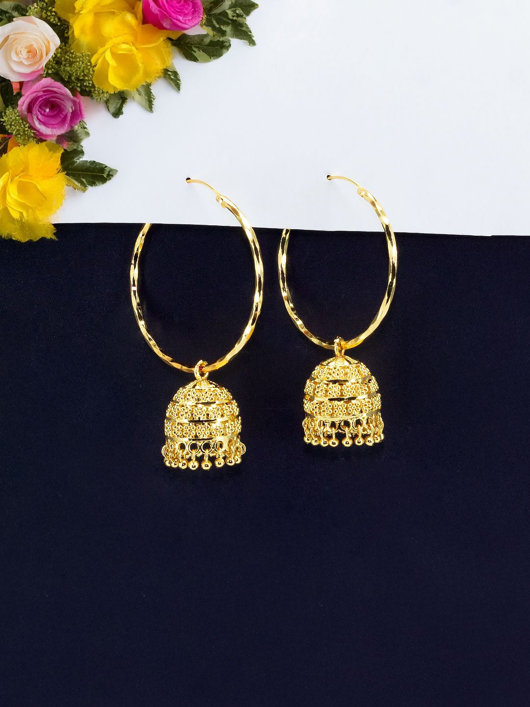 

PRIVIU Gold-Plated Dome Shaped Hoop Earrings