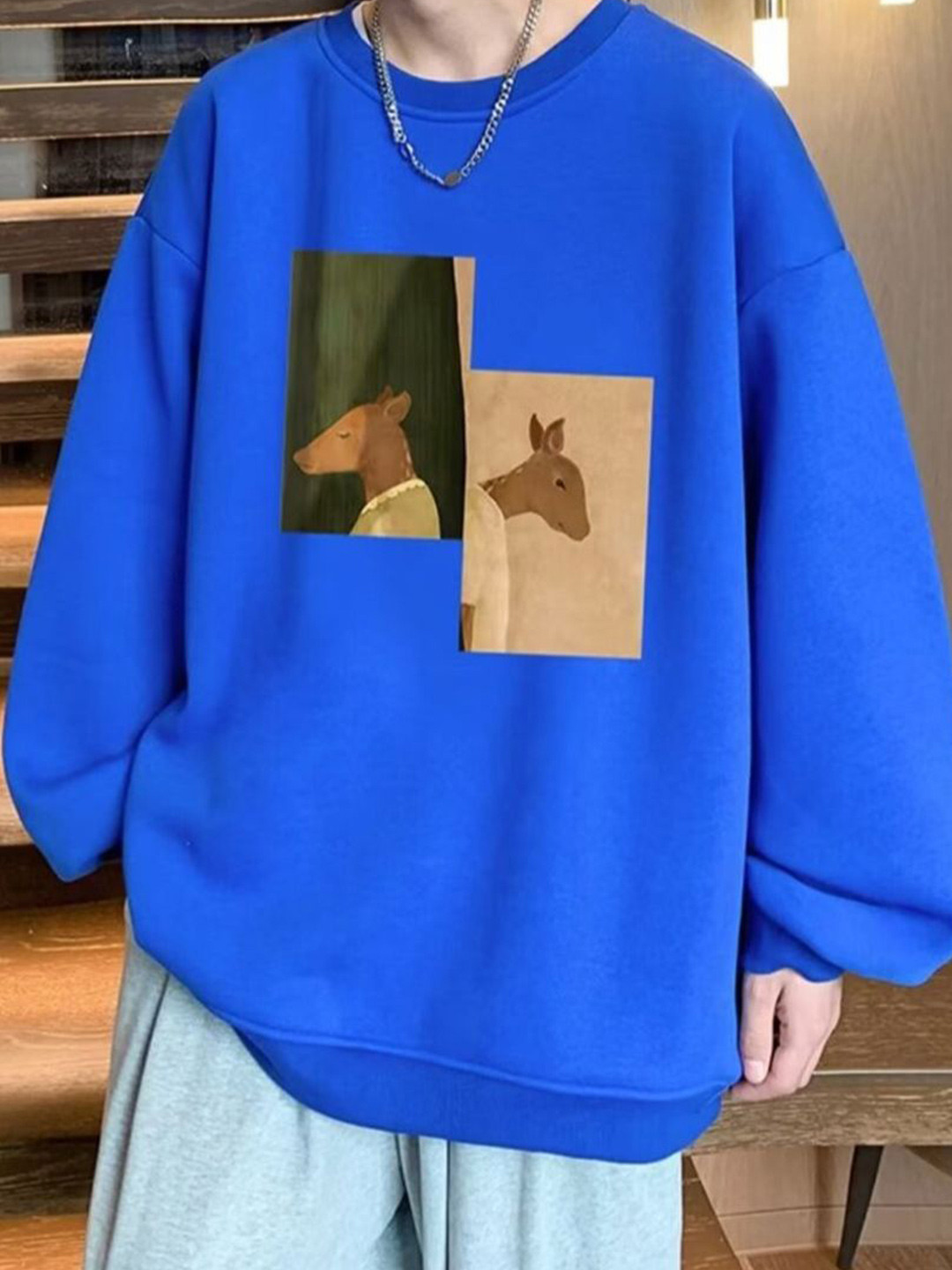 

StyleCast x Revolte Men Humour and Comic Printed Sweatshirt, Blue