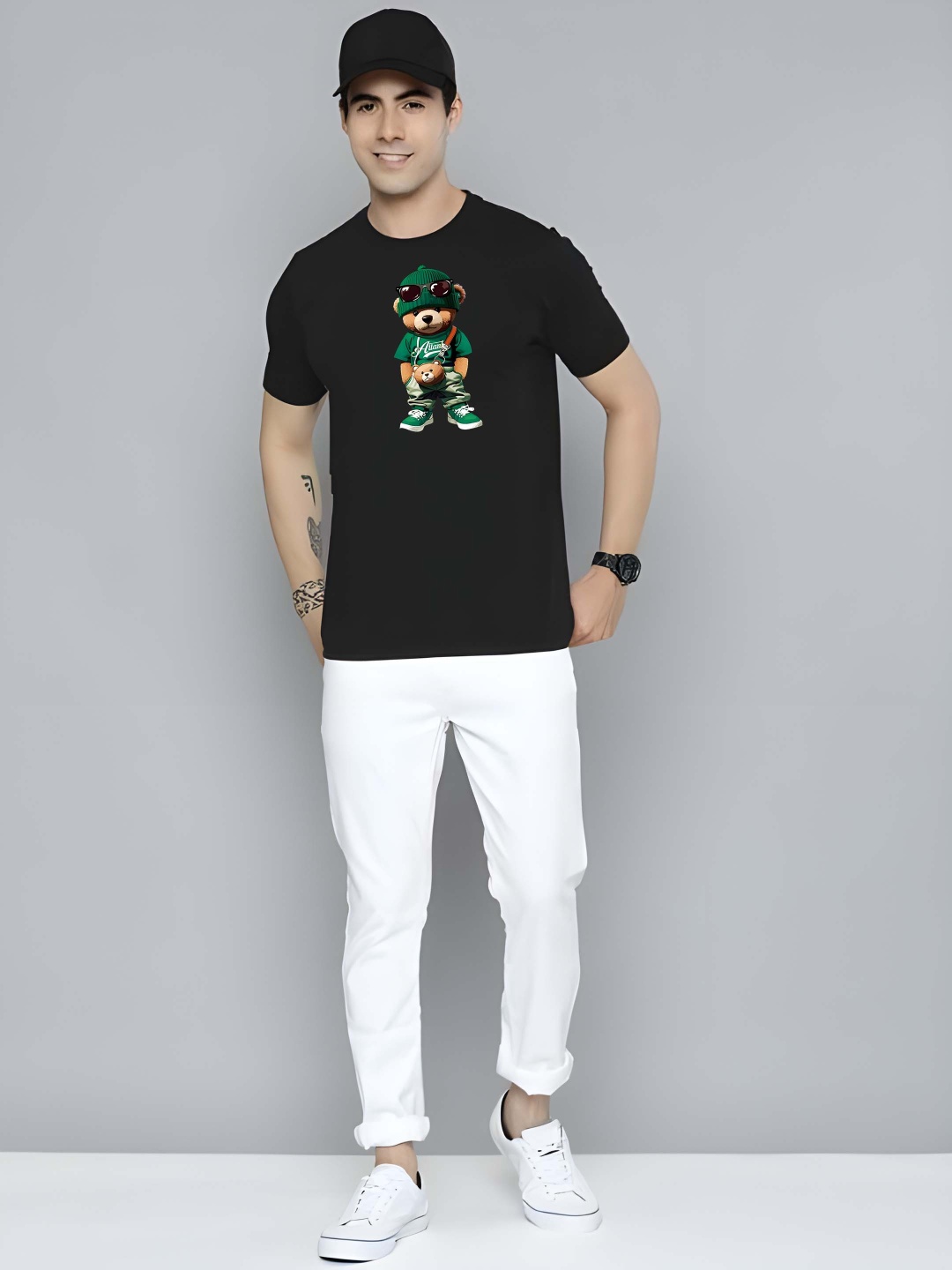 

BOWLIFESTYLE Men Pure Cotton T-shirt, Black